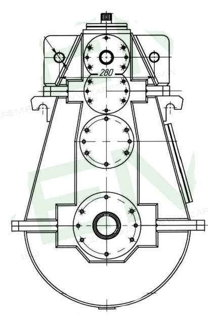 Цилиндрический трехступенчатый вертикальный редуктор Ц3вк-500
